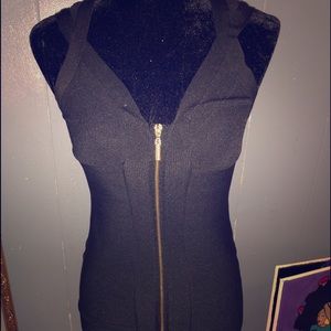 black zip up dress